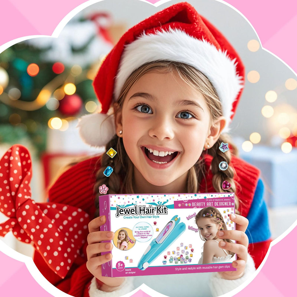 kidzkube Hair Gem Stamper Kit, Birthday Toys for Girls Ages 3-12