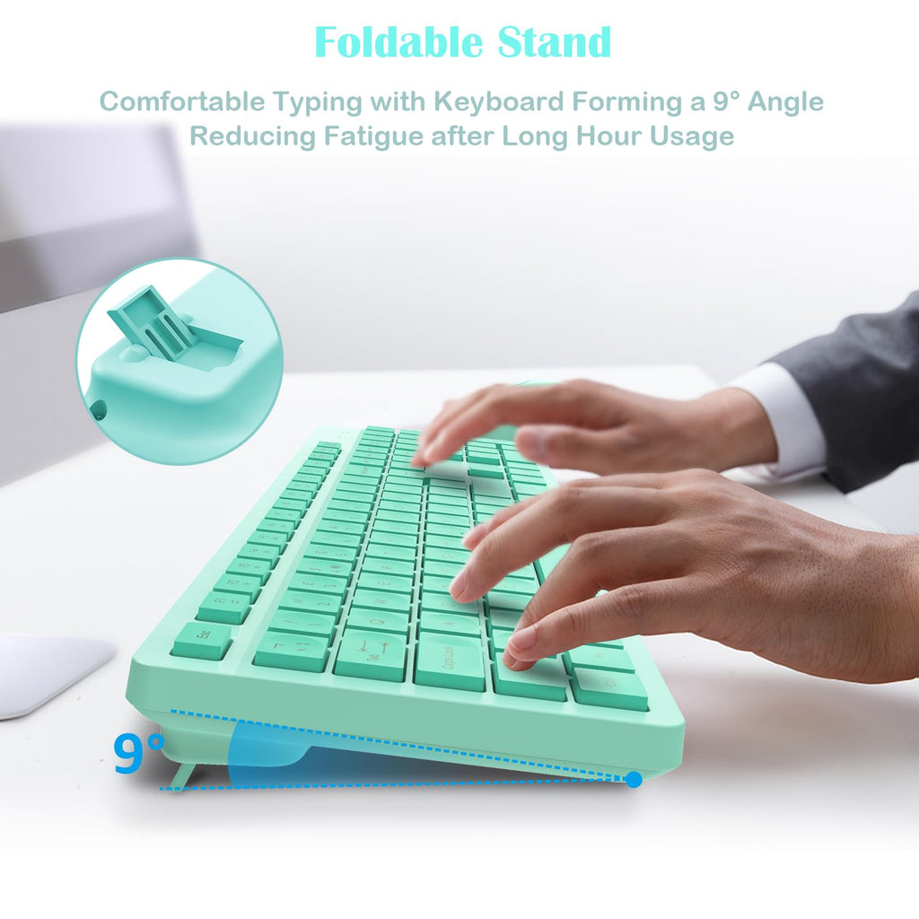 LeadsaiL Wireless Keyboard and Mouse Set, 2.4GHz USB Computer Keyboards and Mouse Combo, Ergonomic Design with 12 Multimedia Shortcuts for HP/Lenovo Laptop and Mac-Pink