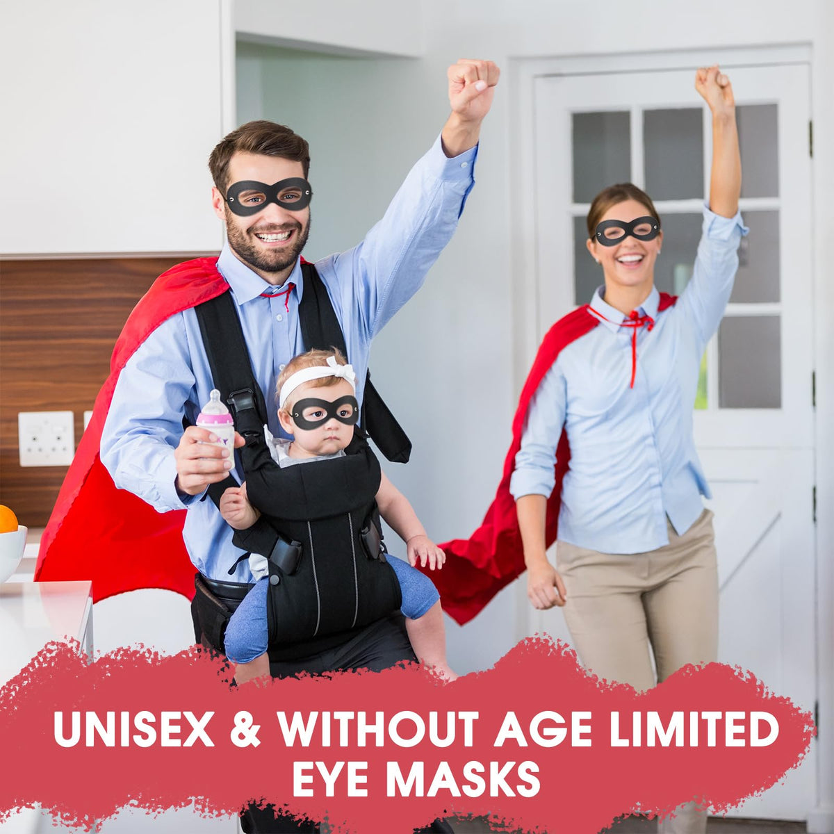 AIMIKE Superhero Mask, Black Felt Eye Mask, Halloween Dress Up, Adjustable Eyemask w/Elastic Rope