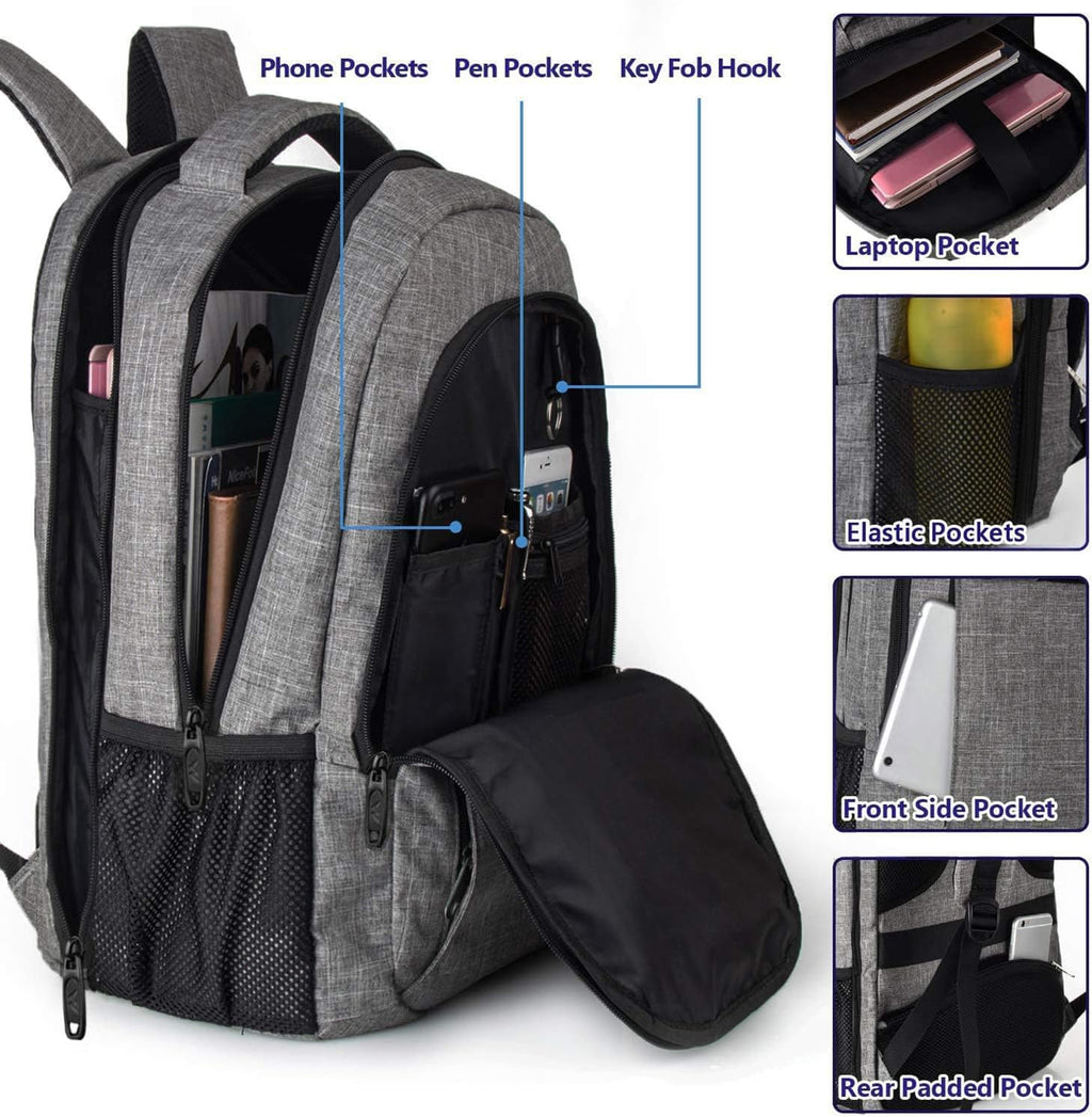 MATEIN Travel Laptop Backpack, Work Bag Lightweight Laptop Bag, Black Blue