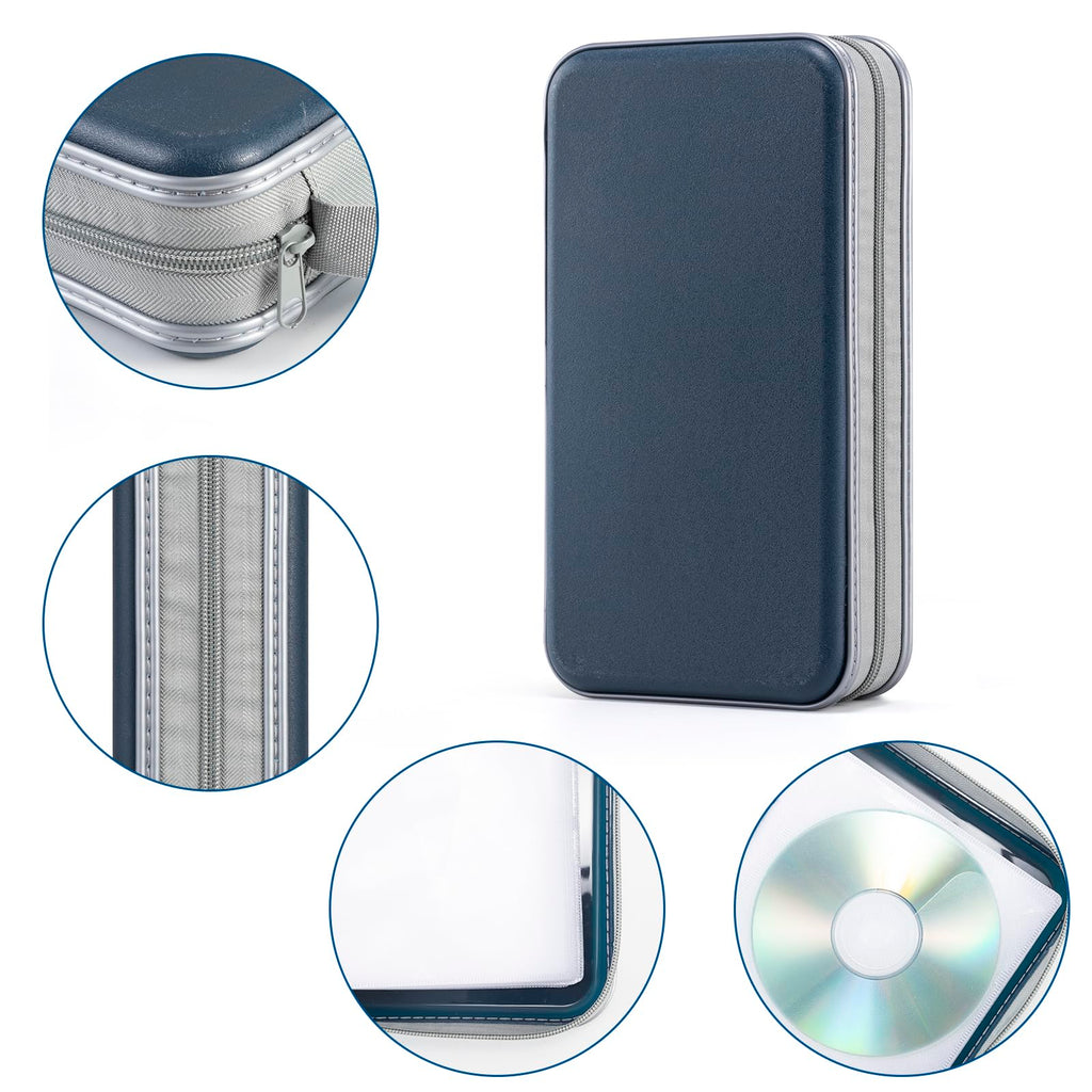 LIOVODE DVD Case, 96 Capacity CD Case Holder Organizer Disc Wallet for Car