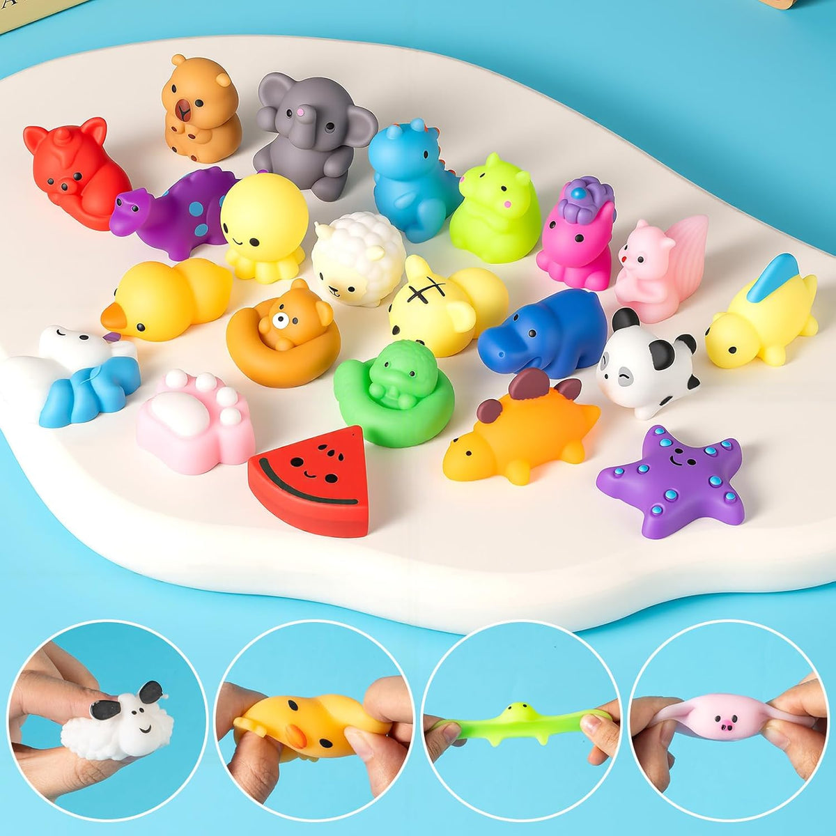 25 Pack Squishy Toys, Mini Mochi Squishies for Kids, Cute Squishy Toys, Soft Sensory Fidget Toys, Halloween Squishies, Party Favors, Treasure Box Prizes & Classroom Rewards