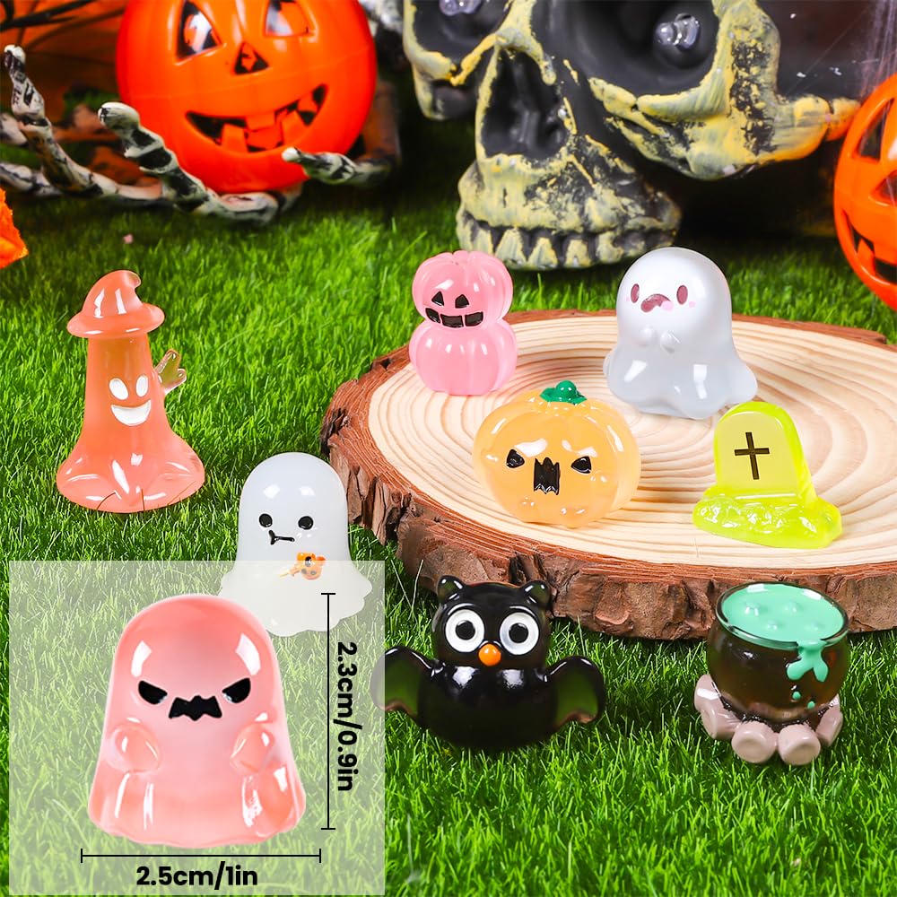 DIYDEC 24pcs Luminous Christmas Mini Resin Tree Figures Toys