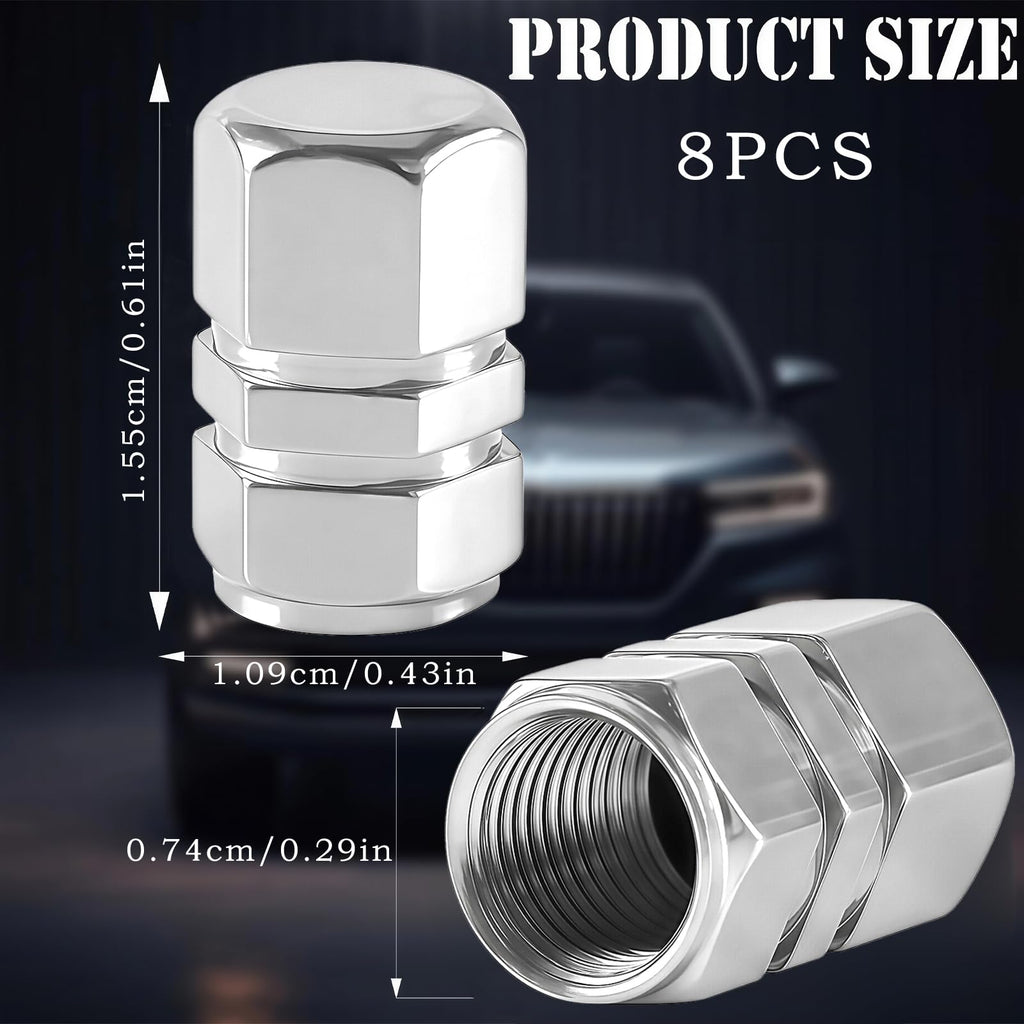 Aluminum Tire Valve Caps,8 Pcs Dustproof Stem Covers