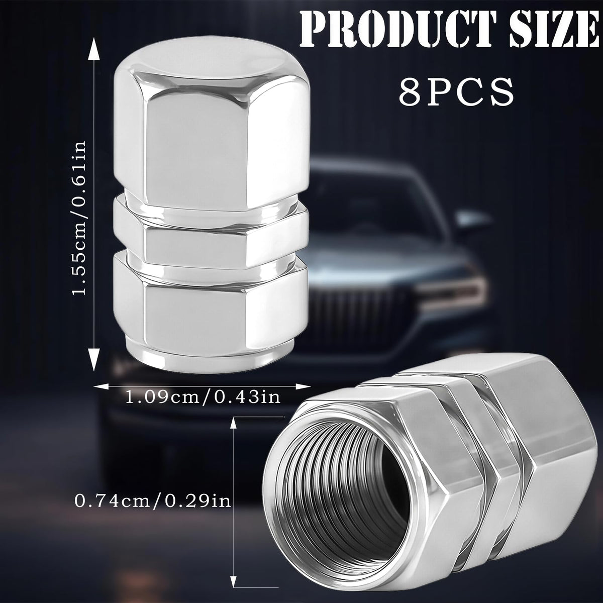 Aluminum Tire Valve Caps,8 Pcs Dustproof Stem Covers