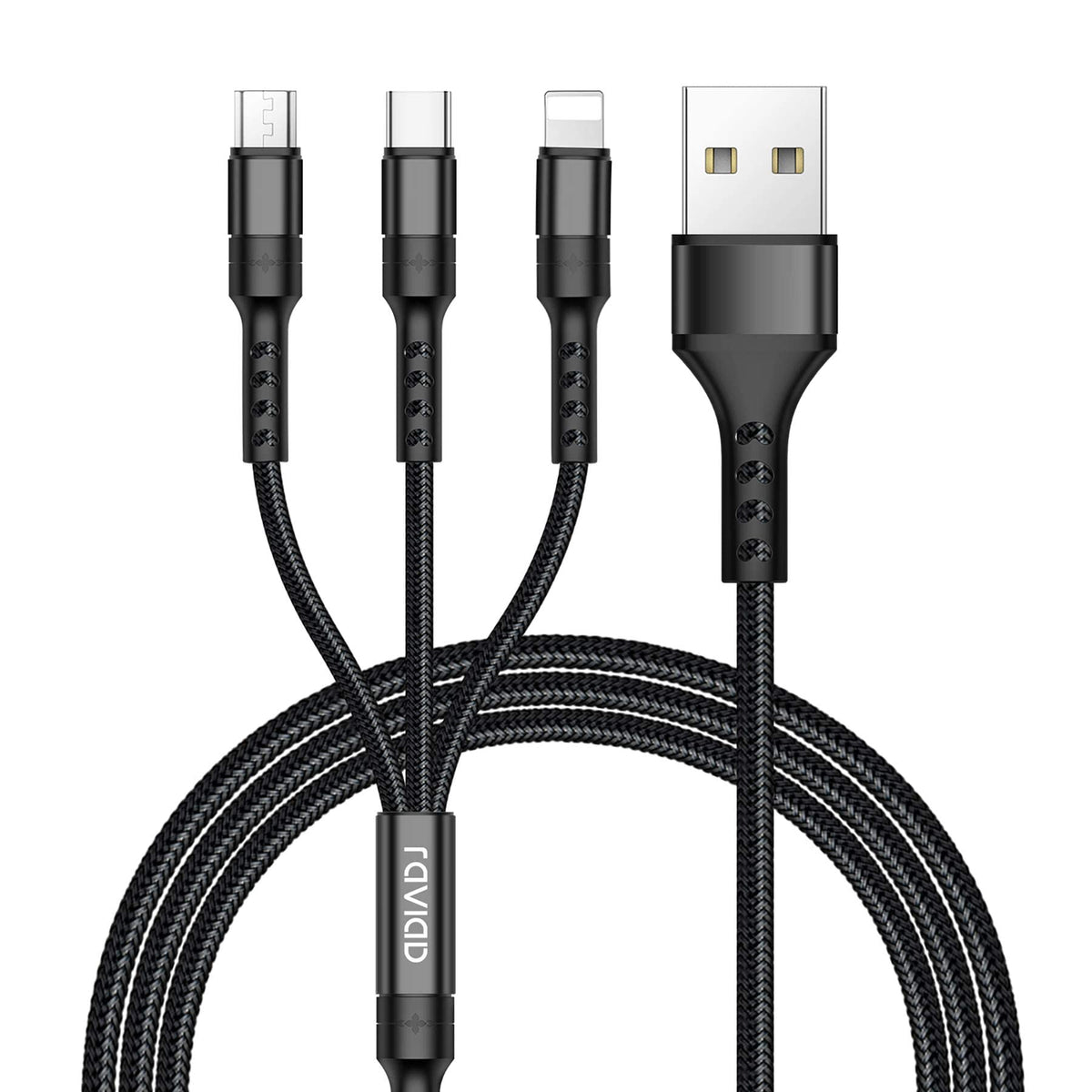 RAVIAD Multi Charger Cable, 3 in 1 Charger Cable 3A USB Fast Charging Cord