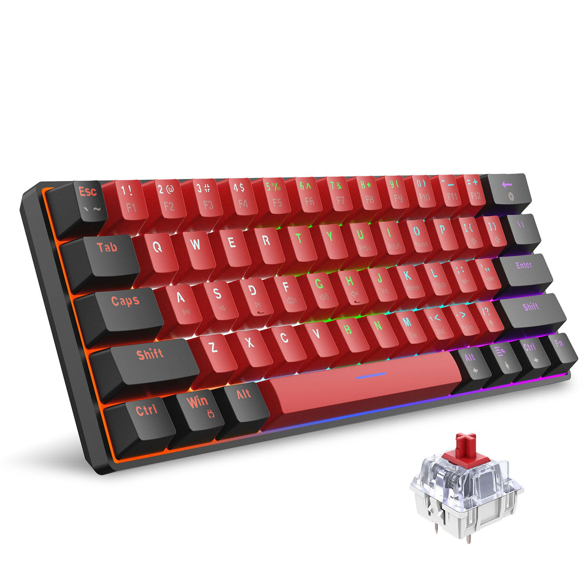 Snpurdiri 2.4G 60% Wireless Gaming Keyboard and Mouse Combo (White-Grey)
