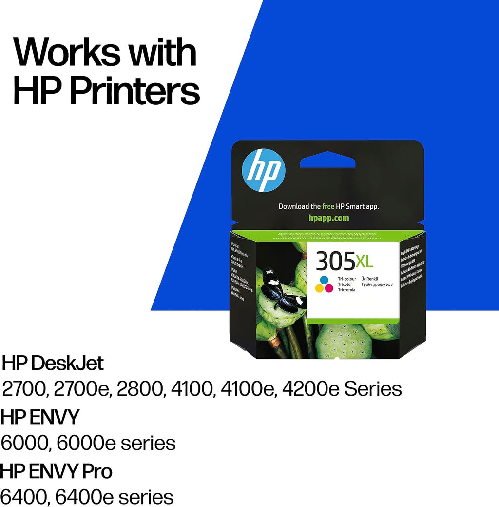 HP 305XL Tri-colour Original Ink Cartridge, High Yield