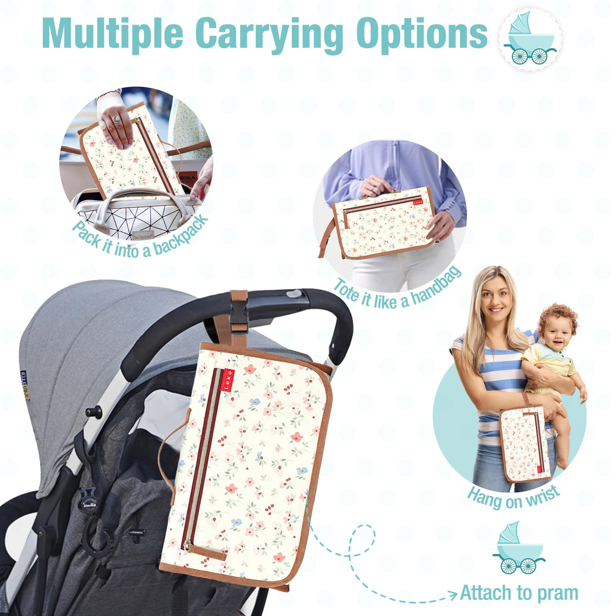 Lekebaby Portable Nappy Changing Mat Travel Baby Change Mat