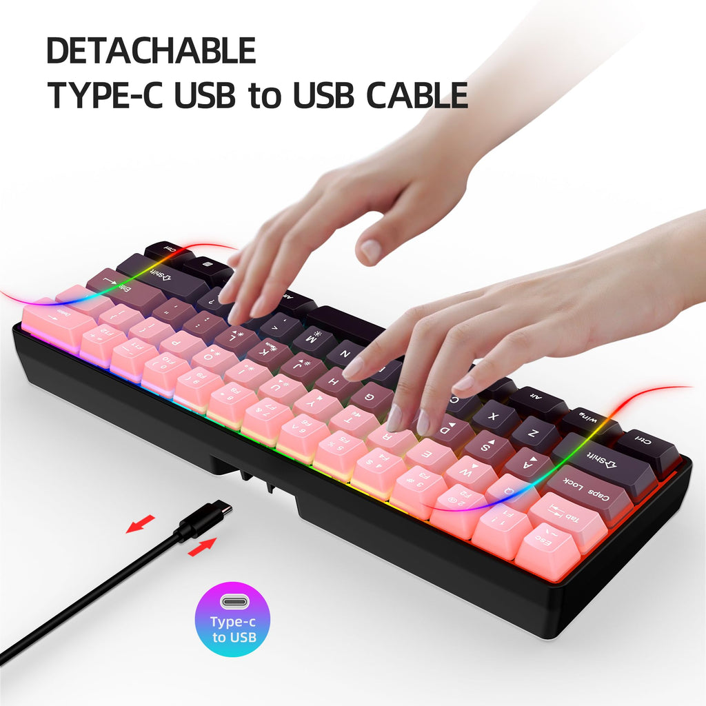 Snpurdiri 2.4G 60% Wireless Gaming Keyboard and Mouse Combo (White-Grey)