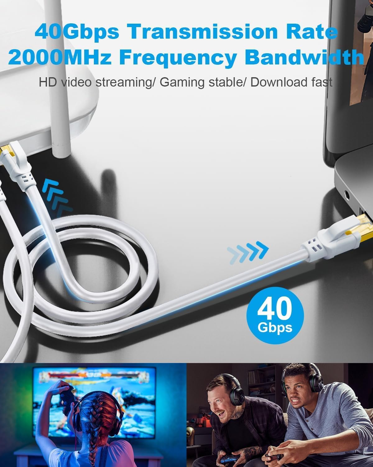 DDMALL Cat 8 Ethernet Cable 6m, 40Gbps Round Internet Cable (6 Meter Black)