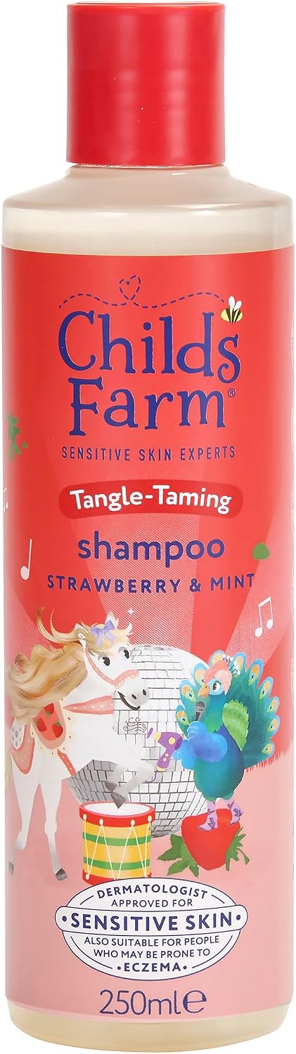 Childs Farm Tangle Taming Shampoo, Straight or Wavy Hair, Gentle and Tear Free, Strawberry and Mint, Kids, Baby, 250ml
