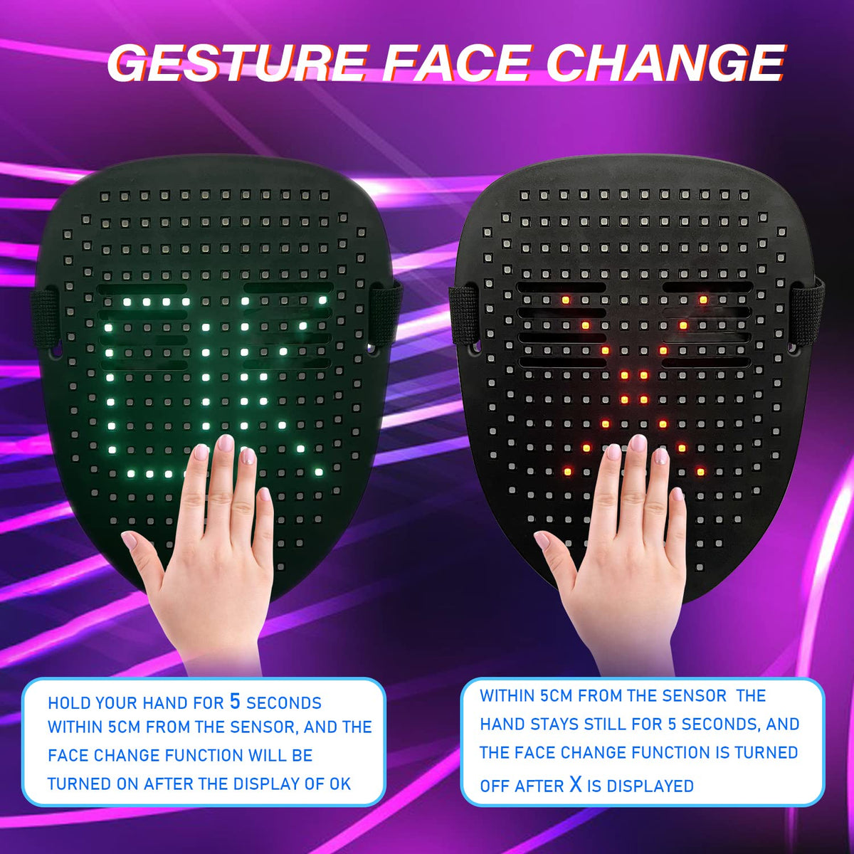 Depointer Life LED Mask Face-Transforming Light up Mask Cool Gifts for Boys
