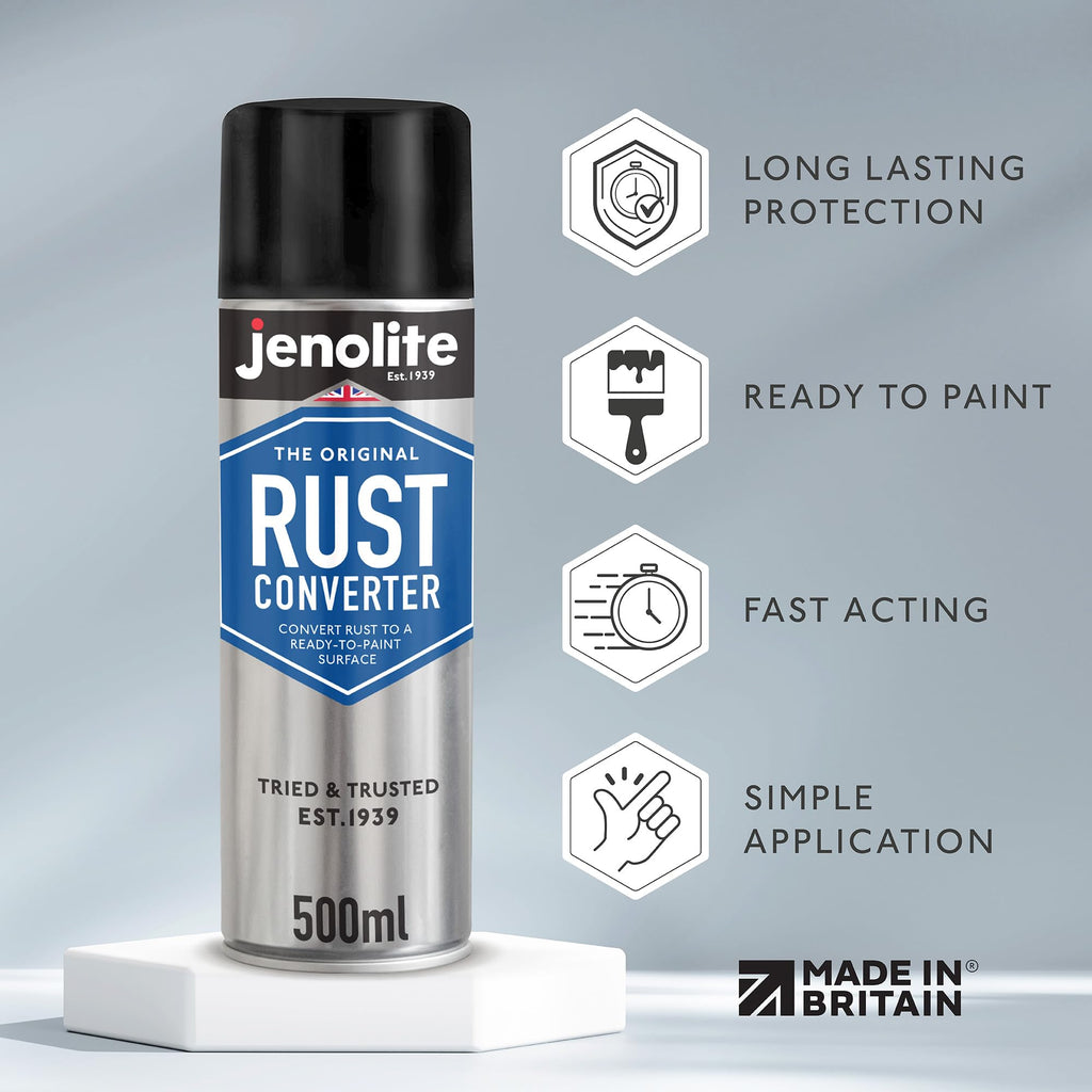 JENOLITE Rust Converter Spray 500ml - Aerosol Rust Treatment for Metal