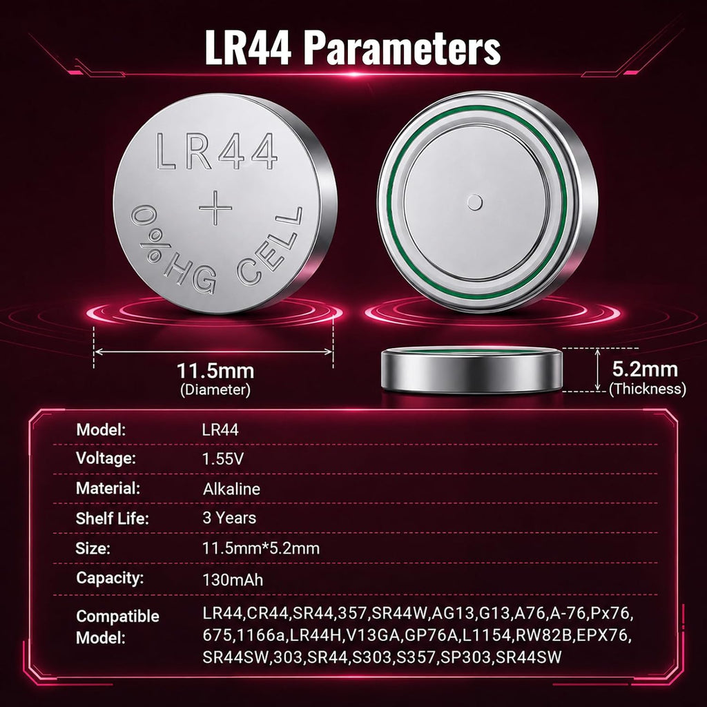 POWEROWL LR44 A76 (12 Pack) 1.5V Alkaline Battery For Thermometers, Watches