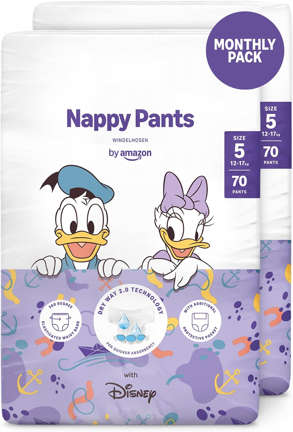 By Amazon Disney - Nappy Pants - Size 5 (12-17 kg) – 140 count (2 packs of 70)