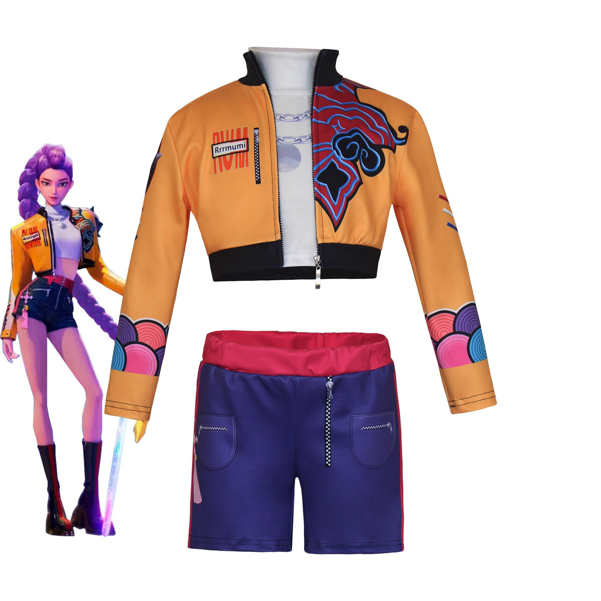 Demon Girls Cosplay Halloween Hunters Costume Top and Pants Set for 3–14 Yrs Events and Parties