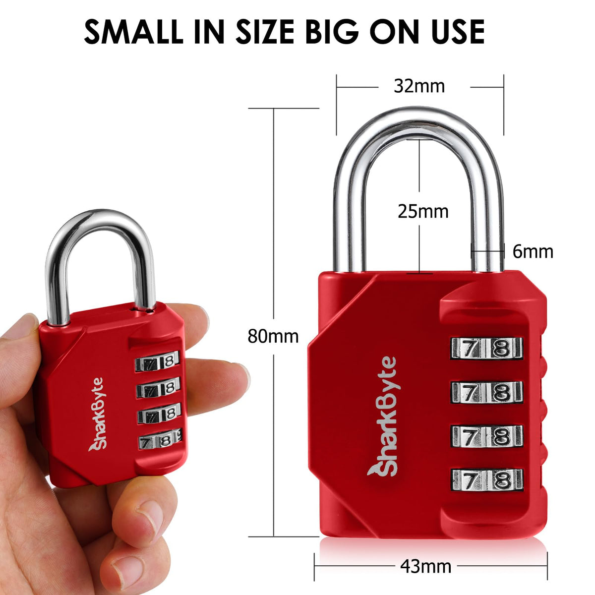 SharkByte Heavy Duty Combination Padlock – 4-Digit Weatherproof Outdoor Lock with Stainless Steel Shackle, Anti-Rust Resettable Code for Gym, School, Locker, Shed, Toolbox, Gate & Warehouse - Purple