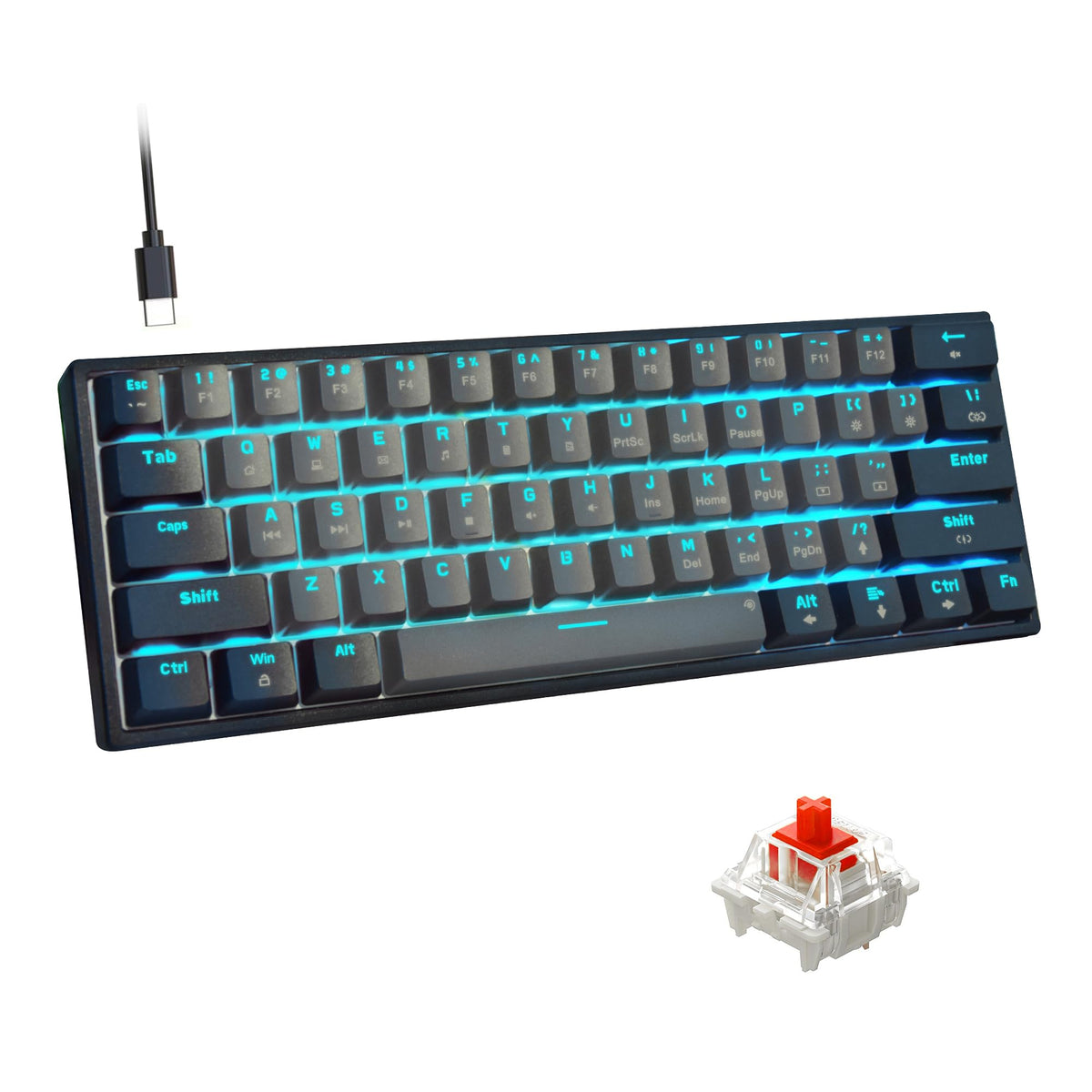 Snpurdiri 2.4G 60% Wireless Gaming Keyboard and Mouse Combo (White-Grey)