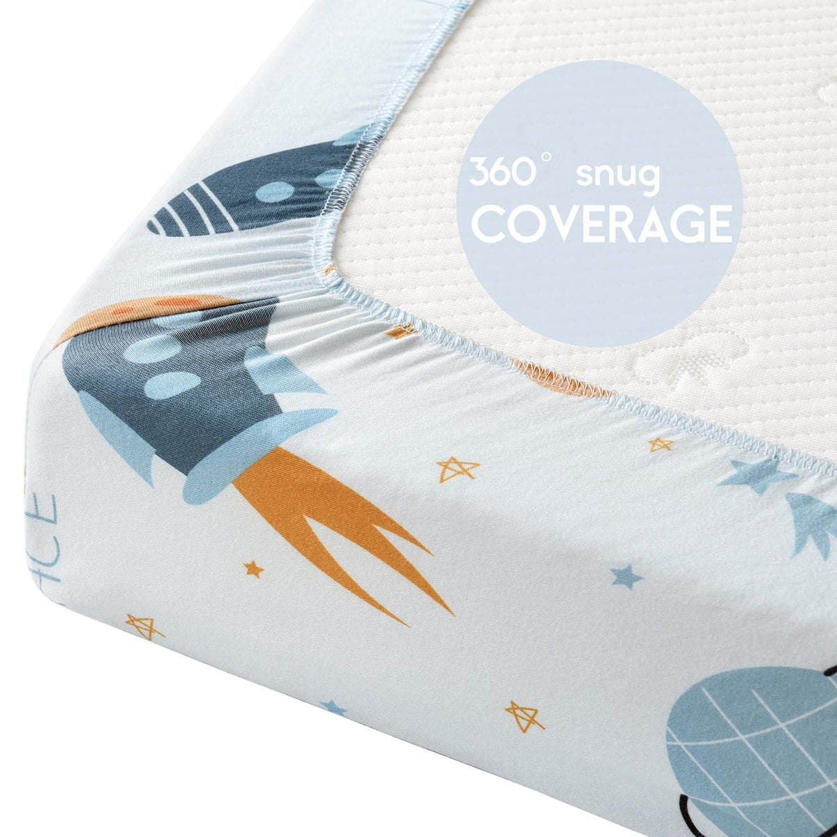 Yoofoss Travel Cot Fitted Sheets 65 x 95 cm, Compatible with Graco, Red Kite, Joie, Deryan Cots, Cozy Breathable Stretchy Microfiber Mattress Sheet, 2 Pack, Green Giraffes