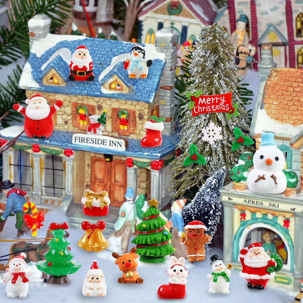 DIYDEC 24pcs Luminous Christmas Mini Resin Tree Figures Toys