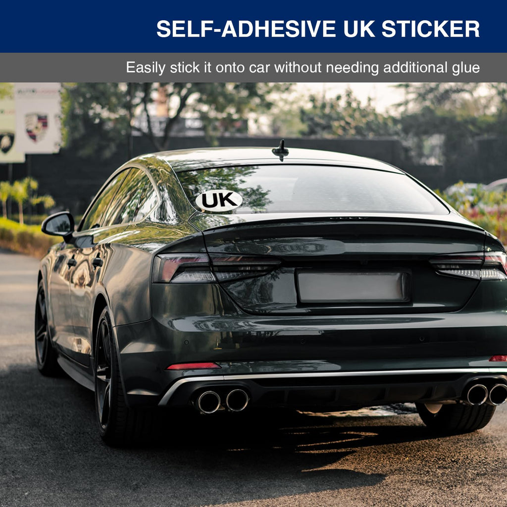 ARVO 2 Pack UK Car Stickers - Oval Stickers for Europe Travel - Waterproof, Self-Adhesive Stickers for Cars, Vans, and Caravans