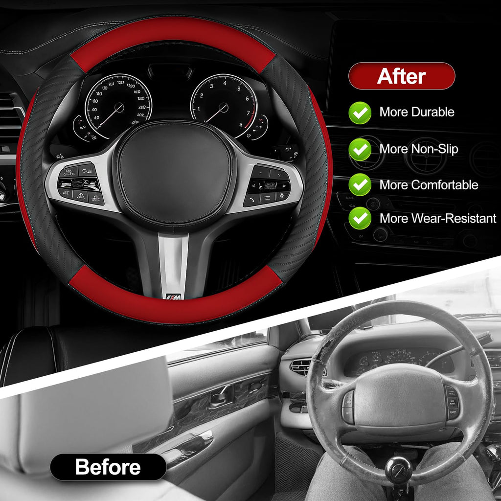 Universal Car Steering Wheel Cover Leather 37-38 cm Soft Microfiber - Gray