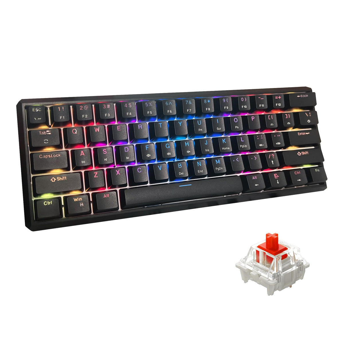 Snpurdiri 2.4G 60% Wireless Gaming Keyboard and Mouse Combo (White-Grey)