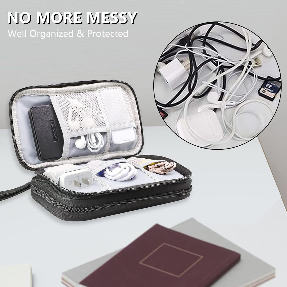 Teskyer Travel Cable Organiser Bag, Travel Essential, Black