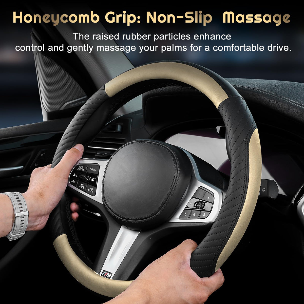 Universal Car Steering Wheel Cover Leather 37-38 cm Soft Microfiber - Gray
