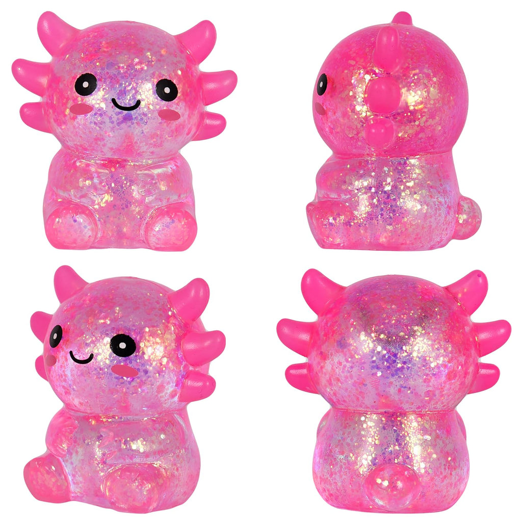 Axolotl Squishy Stress Relief Toy Glitter Fidget Toys Cute Malt Sugar Axolotl Toy Fidget Toys for Kids Youth Adult, Party Favors Anxiety Relief Squishy Toys(Blue)