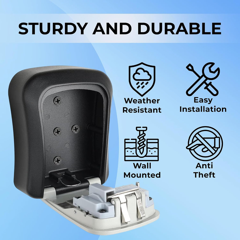 XShield 4-Digit Wall-Mounted Key Lock Box with Zinc Alloy Dial (Black)