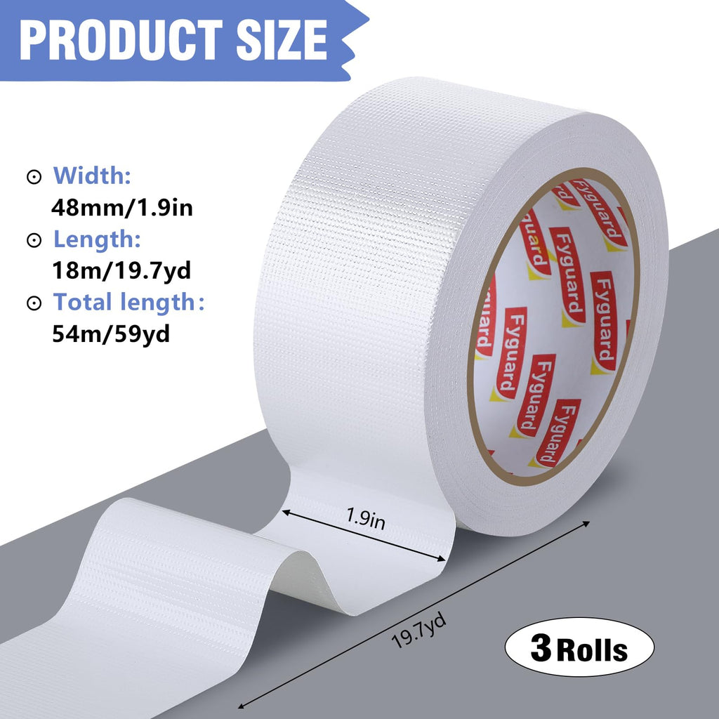 Black Duct Tape, 48mm x 54m (Pack of 3) Gaffer Tape Heavy Duty 8.5Mil