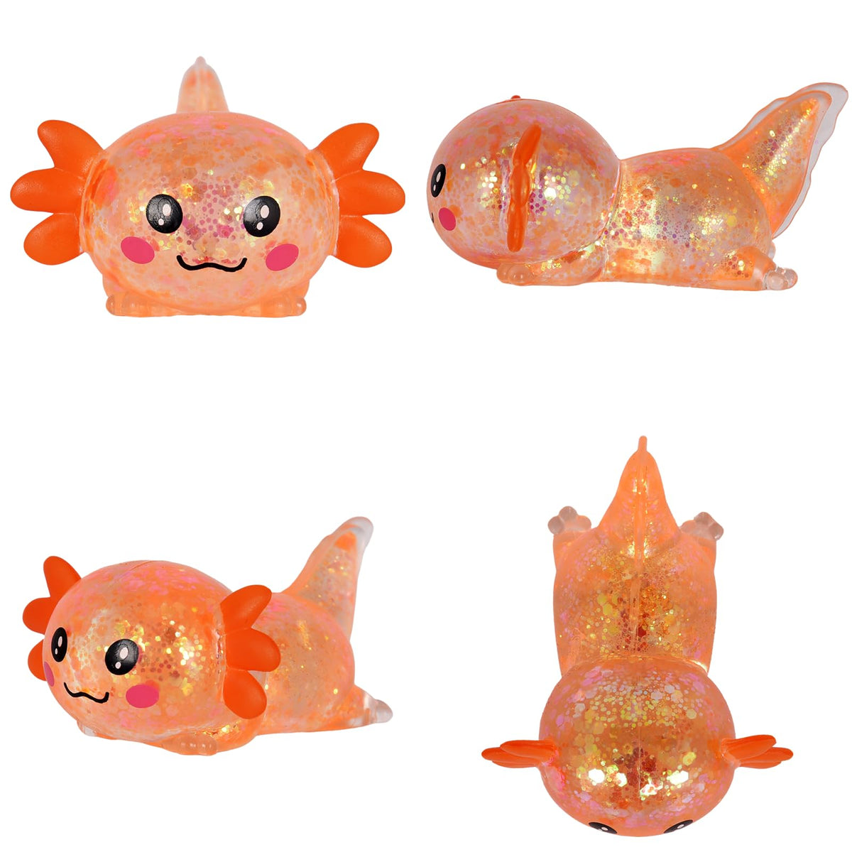 Axolotl Squishy Stress Relief Toy Glitter Fidget Toys Cute Malt Sugar Axolotl Toy Fidget Toys for Kids Youth Adult, Party Favors Anxiety Relief Squishy Toys(Blue)