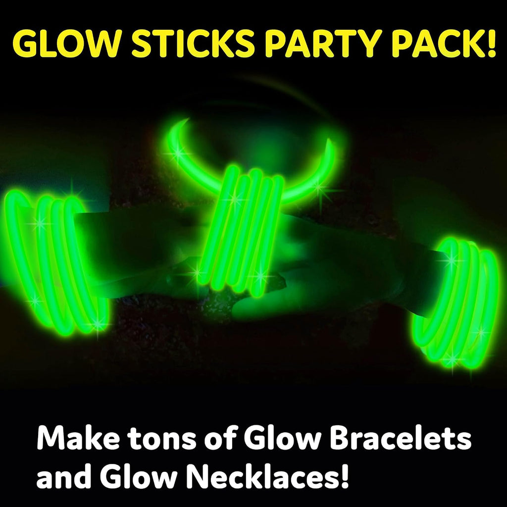 PartySticks Glow Sticks Halloween Party Supplies 100pk - 8 Inch Glow in the Dark Light Up Sticks Party Favors, Glow Party Decorations, Neon Party Glow Necklaces and Glow Bracelets with Connectors