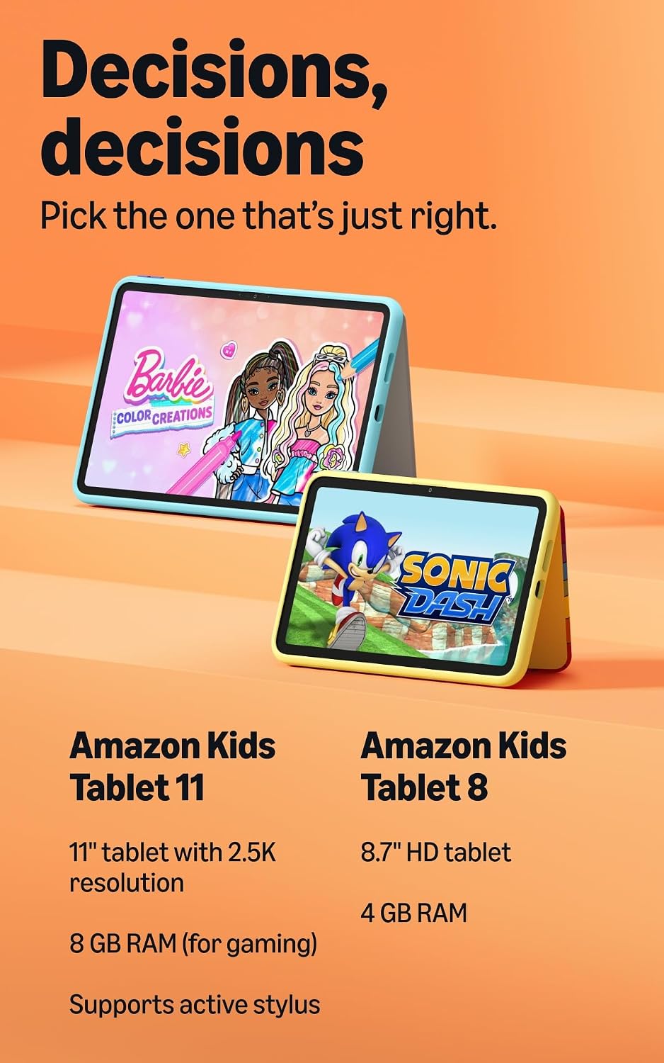 Amazon Kids Tablet 11 (newest gen) ages 6+, 11" 2.5K display, all-day battery, plus 1 year of Kids+ with videos, apps, games and books, slim hard case included (SpongeBob and Patrick)