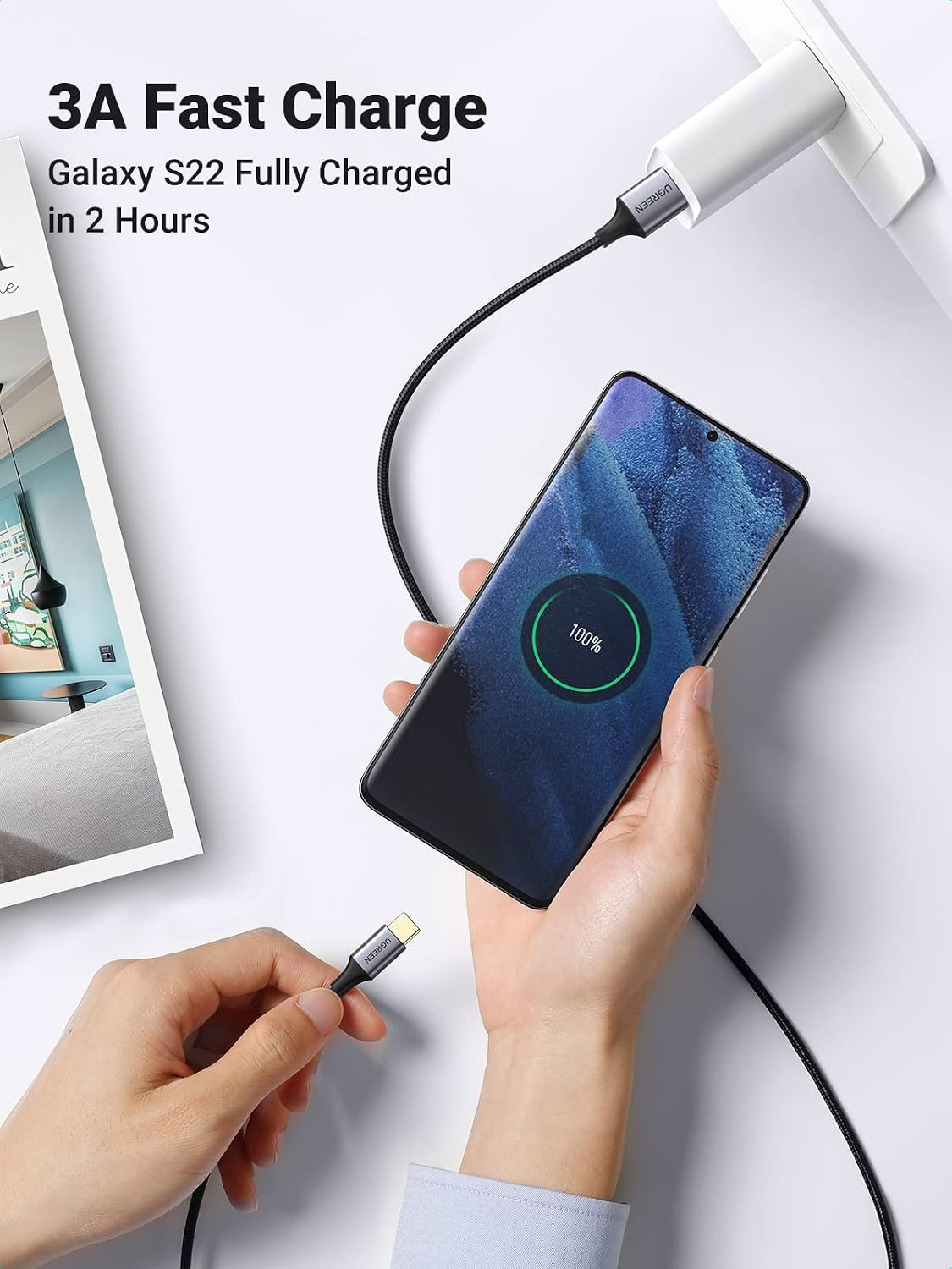 UGREEN USB-A to USB C Cable USB 3.0 5Gbps USB-C Charger Cable, 2M