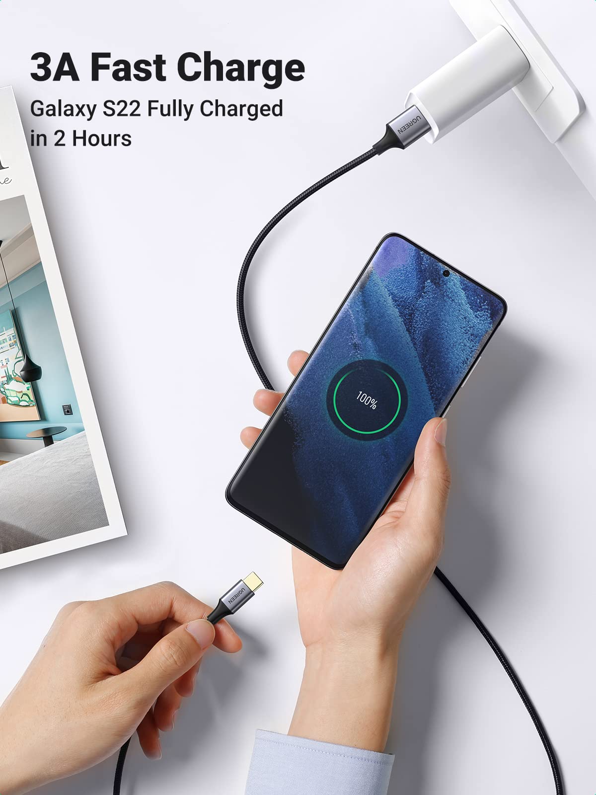 UGREEN USB-A to USB C Cable USB 3.0 5Gbps USB-C Charger Cable, 2M