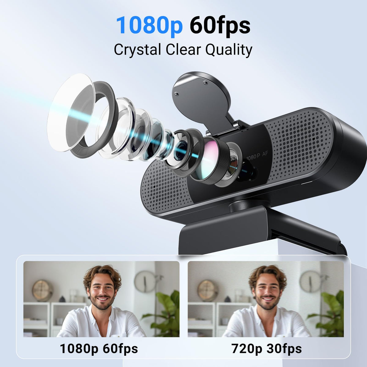 EMEET S600 4K Webcam for Streaming - Sony 1/2.55'' Sensor, PDAF Autofocus, 1080P@60FPS, 2 Noise Reduction Mics, Built-in Privacy Cover, 73° FOV, Streaming Camera for Live Commerce/Gaming/Beauty
