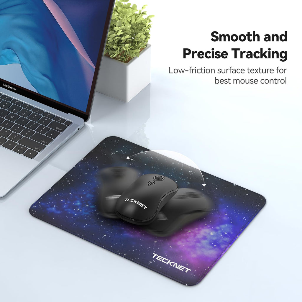 TECKNET Mouse Mat, 2 Packs with Stitched Edges, 270x210x3mm Mousepad