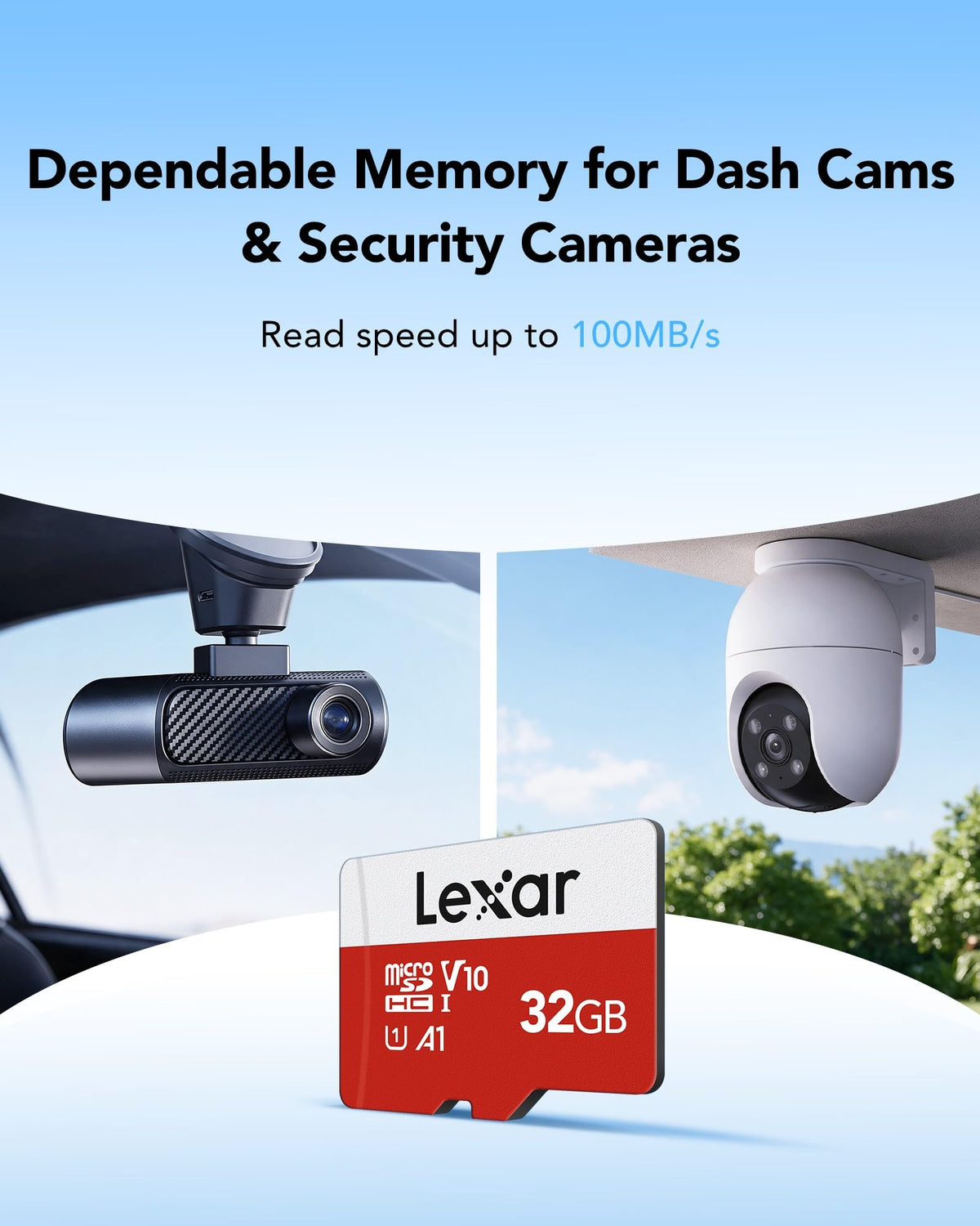 Lexar 32GB Micro SD Card E Series, microSDHC UHS-I Flash Memory Card with Adapter - Up to 100MB/s, A1, U1, Class10, V10, High Speed TF Card