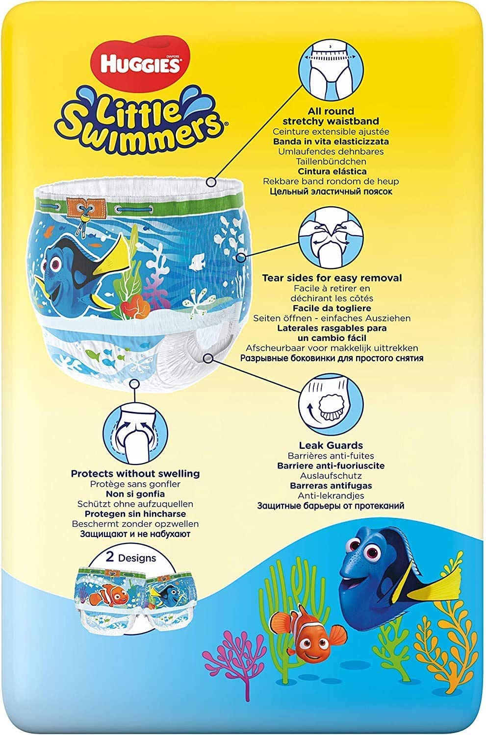 Huggies Little Swimmers, Swim Nappies - Size 3-4, 36 Baby Swim Pants - Leak Guards and Stretchy Waistband Protect Without Swelling - Tear Sides for Easy Removal
