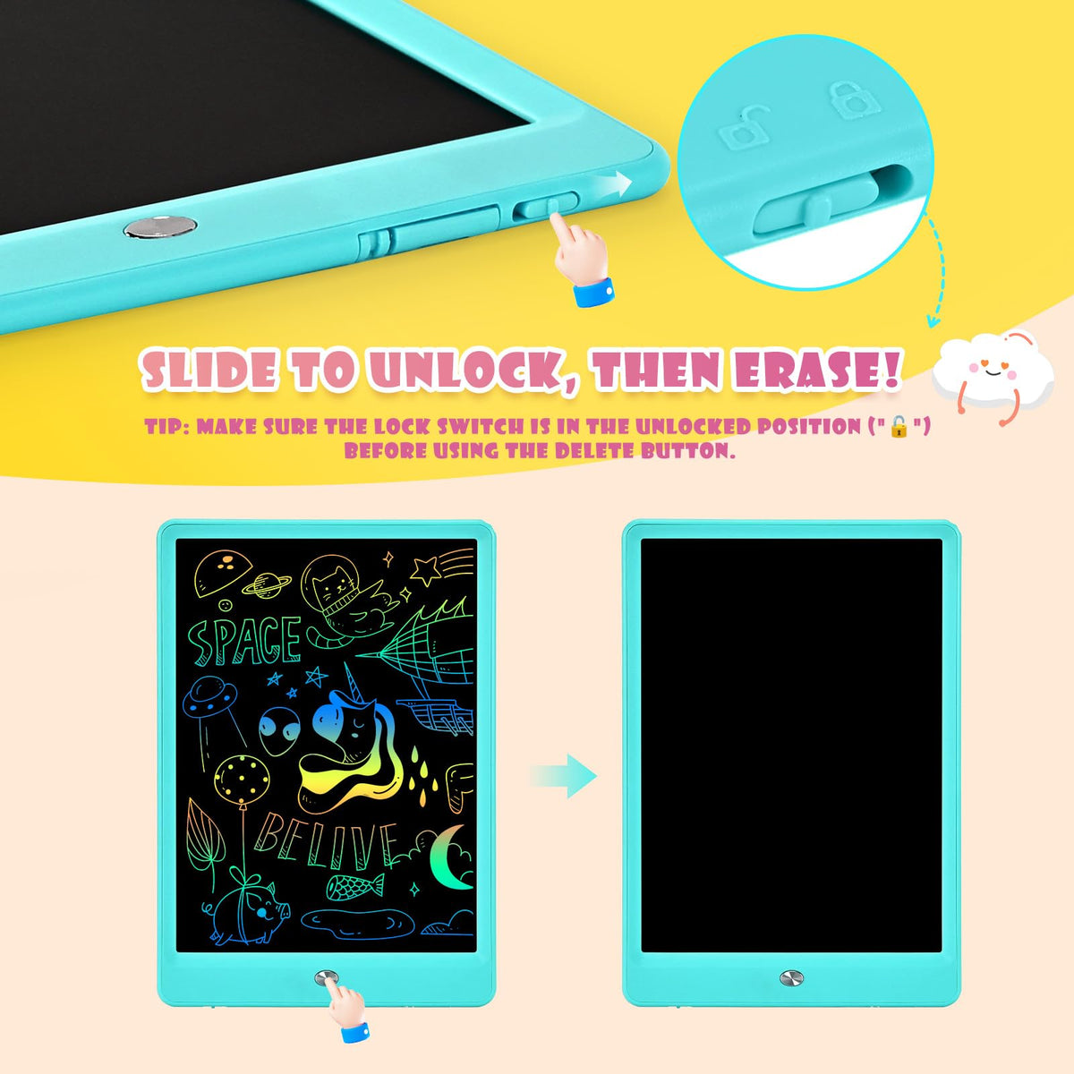 EooCoo Kids LCD Writing Tablet, Stocking Stuffers for Toddler, Travel Toys