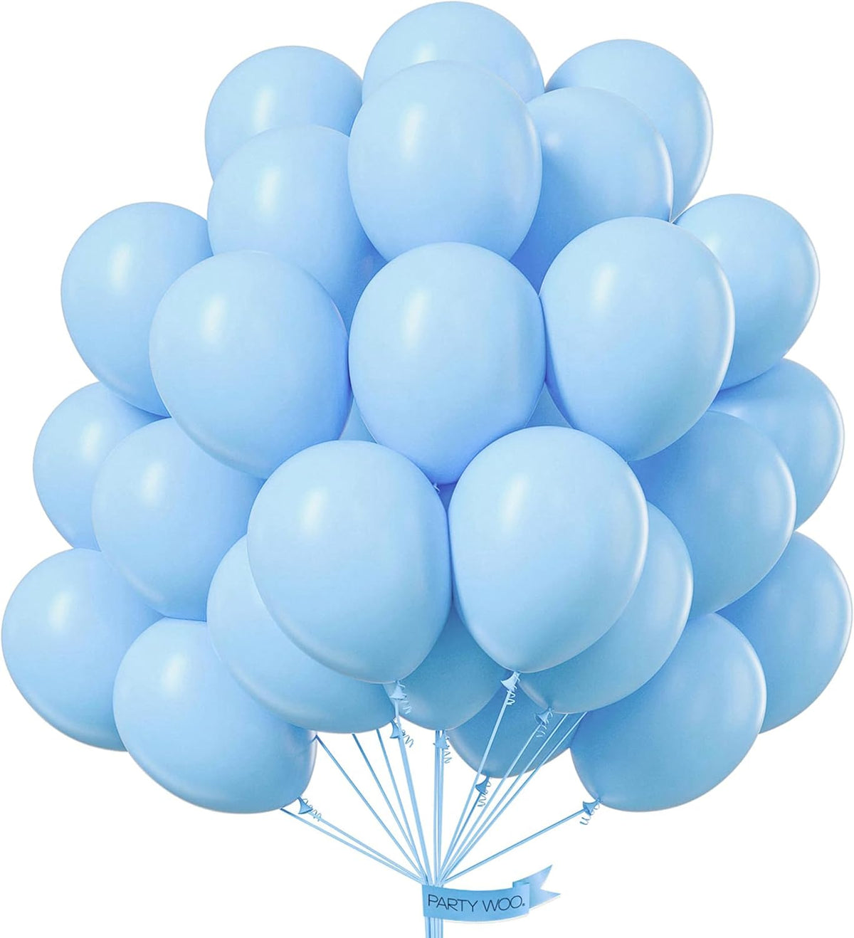 PartyWoo Light Blue Balloons 101pcs Baby Pastel Sky Aqua Blue Color 12 Inch