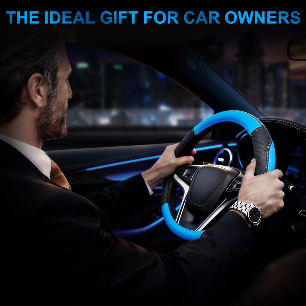 Universal Car Steering Wheel Cover Leather 37-38 cm Soft Microfiber - Gray