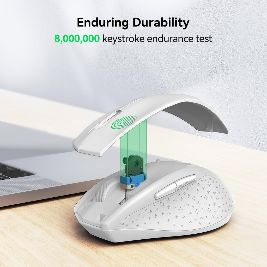 TECKNET Wireless Mouse for Laptop, 4800 DPI Optical Computer Mice with 6 Adjustable Levels, 30 Months Long Battery Life 2.4G Cordless USB Silent Mouse for Notebook, PC, Office Home Work -Grey