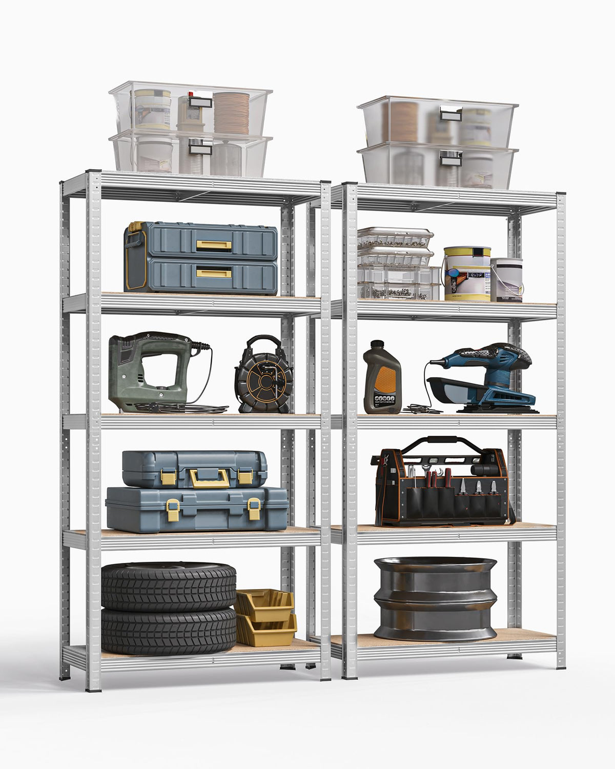 SONGMICS 5-Tier Heavy-Duty Shelving Units, Set of 2, Boltless Assembly