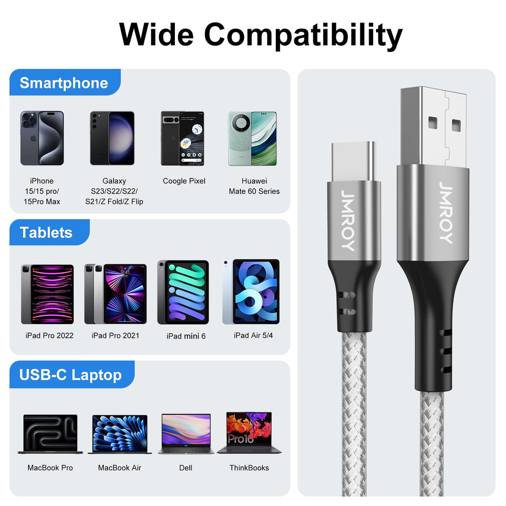 USB C CABLE 3M,Long Samsung Charger Cable Braided Compatible with Samsung Galaxy S20 Plus S21 S22 S23 S10 S9 S8, A20E A50 A51 A70 A71,PS5,Switch,Huawei P40,（Black）