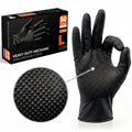 The Real Touch Nitrile Gloves, 50 Count, Heavy-Duty Disposable Mechanic Gloves, Diamond Textured, Latex & Powder-Free, Non-Slip, Extra Thick, Ideal for Automotive, Industrial Tasks (Black - 50, L)