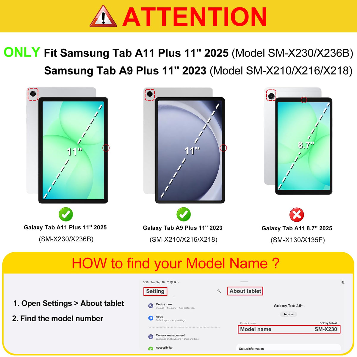 FINTIE Case for Samsung Galaxy Tab A11+ Plus 2025/ A9+ Plus 11 Inch 2023